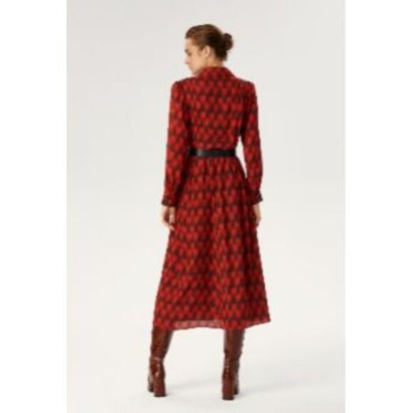 EXQUISE RED CHEMISE PRINTED DRESS SIZE S $273 - Picture 3 of 9